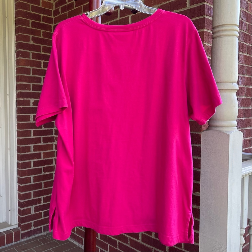 Liz Claiborne Pink Cotton Short Sleeve Square Neck Tee Shirt Women 2X - Picture 2 of 11